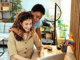 Beautiful women couple at home . Source: Getty Images. Credit:eclipse_images
